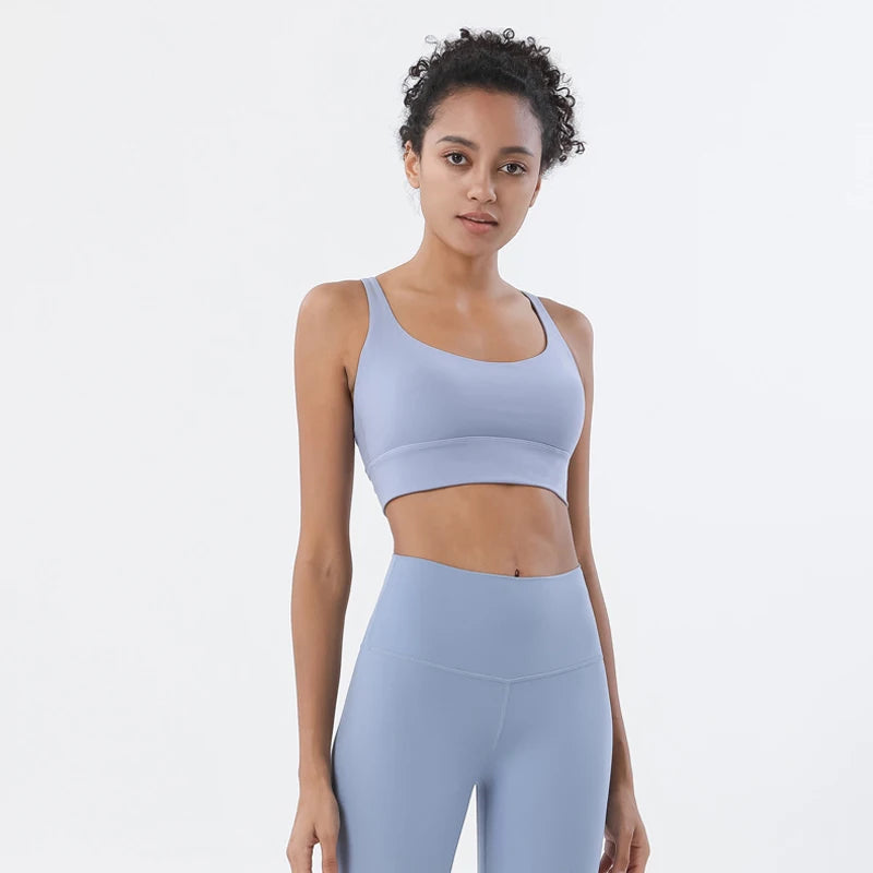 SOISOU Yoga Women's Tracksuit Sports Fitness Elastic Sportwear Bra Leggings Two Piece Set Women Clothes Gym Sexy Naked Girls - ATFH