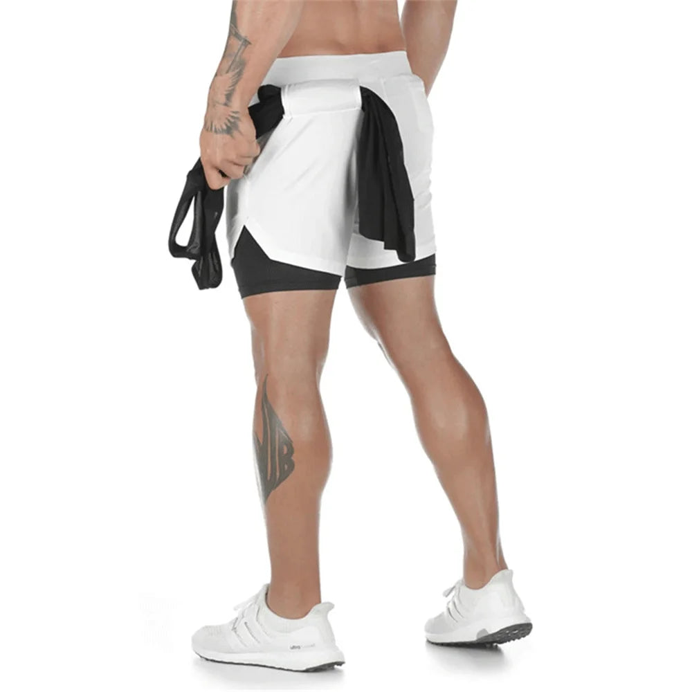 2026 Summer Running Shorts Men 2 in 1 Sports Jogging Fitness Shorts Training Quick Dry Mens Gym Men Shorts Sport gym Short Pants