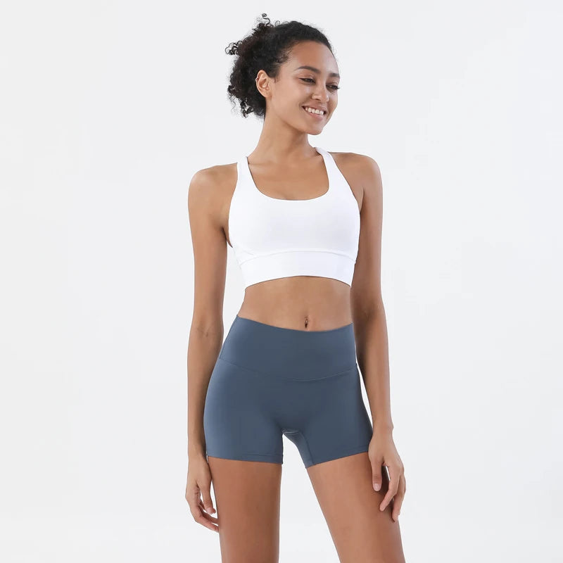 SOISOU Gym Womens Clothing Shorts Sets Yoga Women's Tracksuit Sexy Bra High Waist Short Sportwear Elastic Set Woman 2 Pieces - ATFH