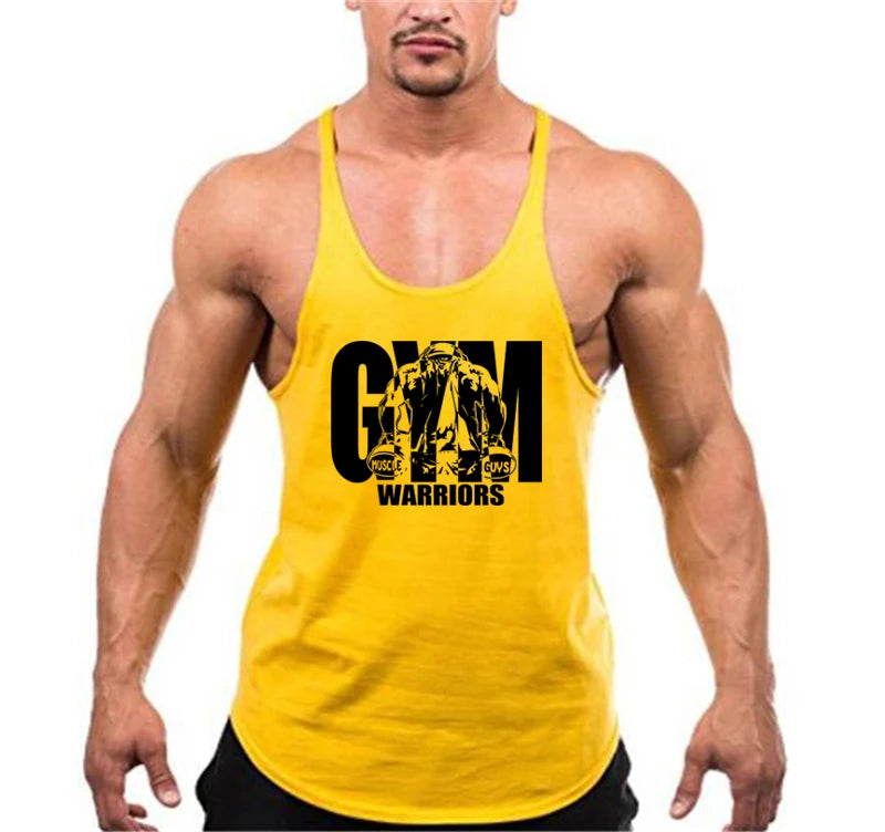 Bodybuilding Stringer Tank Top Men Cotton Gym Clothing Mens Fitness Racer Vest Summer Sleeveless Sportswear Workout Tanktop