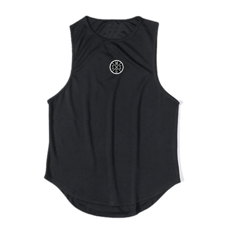 Bodybuilding Vest Men Sports Tank Top Men Gym Clothing Fitness Workout Sleeveless Shirt Mesh O Neck Running Stringer Singlets