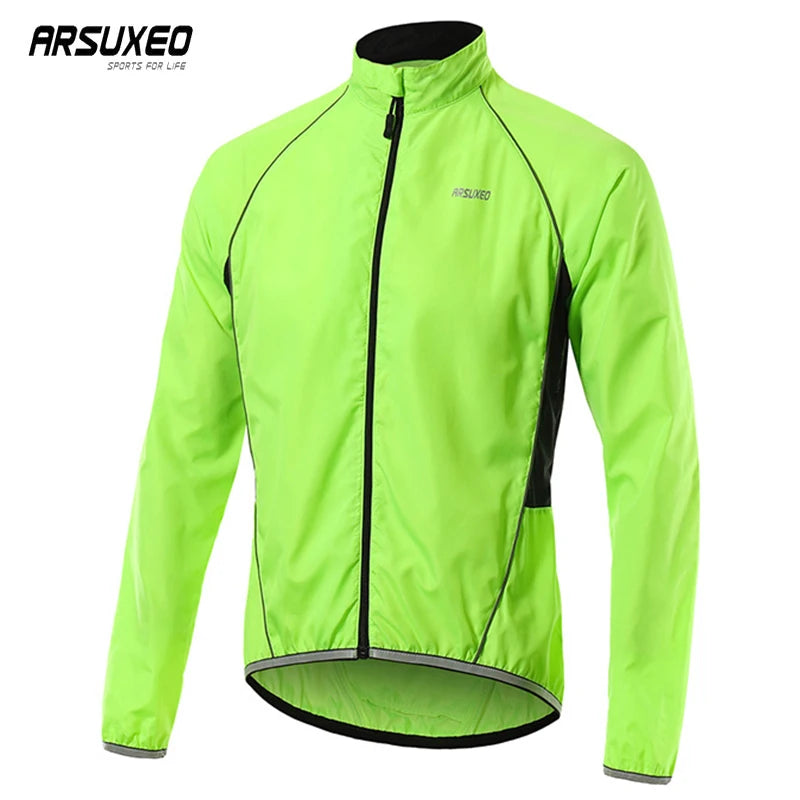 ARSUXEO Men's Outdoor Cycling Jacket Sports Waterproof Quick Dry Windbreaker Running Sun Protection Bicycle Skin Clothing