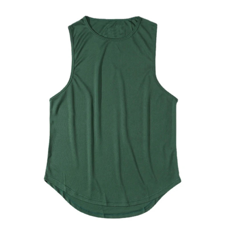 Plain Gym Clothing Mens Bodybuilding Stringer Tank Top Mesh Sleeveless Vest Sweatshirt Fitness Workout Sportswear Tanktop Male