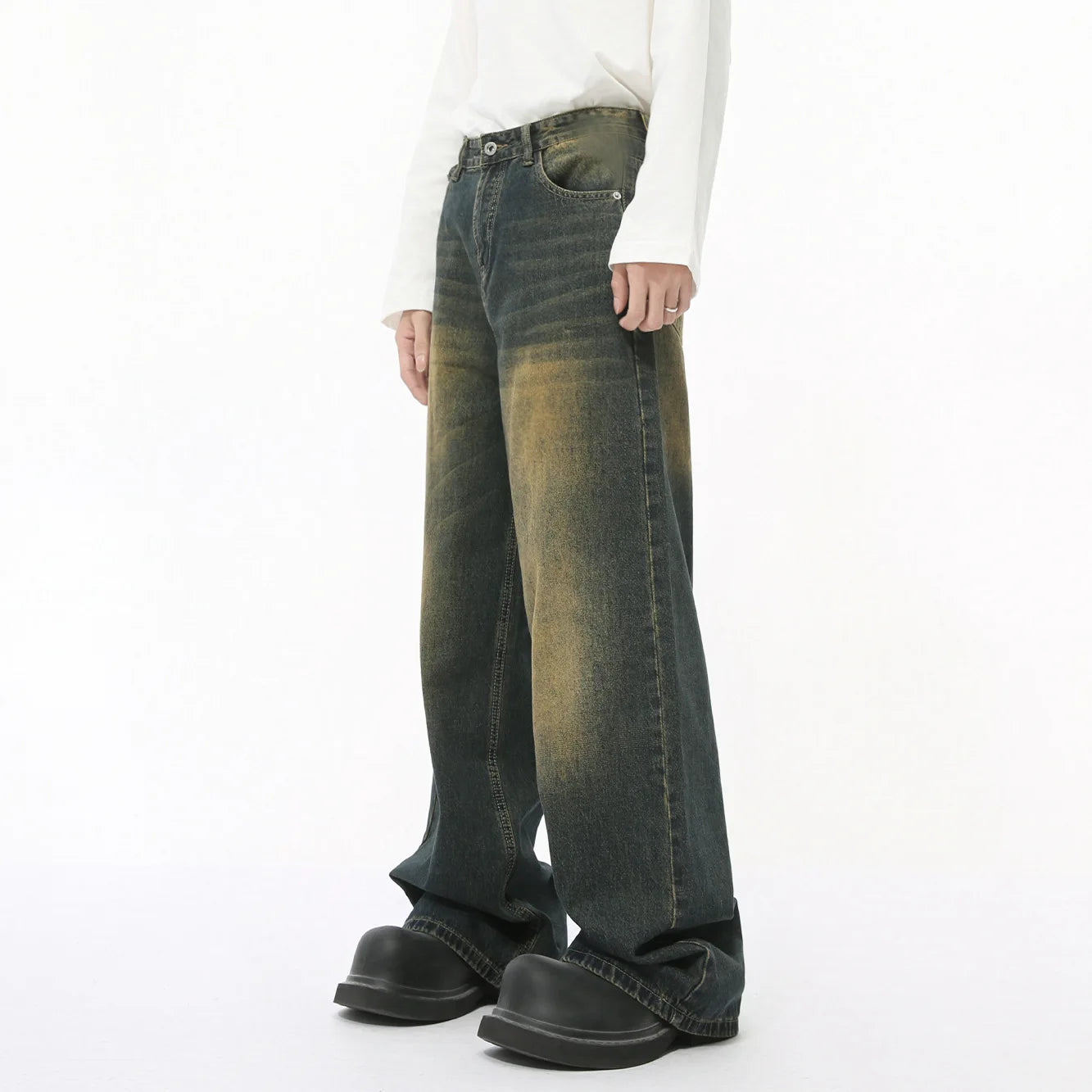 MTLCLOTHES Men's Autumn New Arrival Korean Style Retro Multi-color for Wash Mid Waist Lightweight Straight Jeans