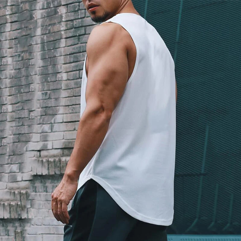 Plain Gym Clothing Mens Bodybuilding Stringer Tank Top Mesh Sleeveless Vest Sweatshirt Fitness Workout Sportswear Tanktop Male