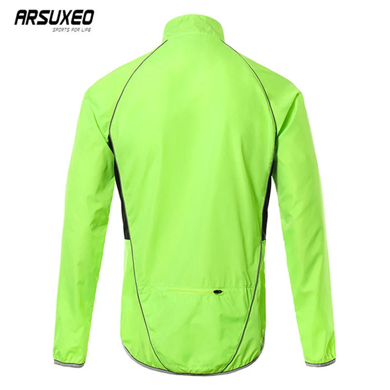 ARSUXEO Men's Outdoor Cycling Jacket Sports Waterproof Quick Dry Windbreaker Running Sun Protection Bicycle Skin Clothing