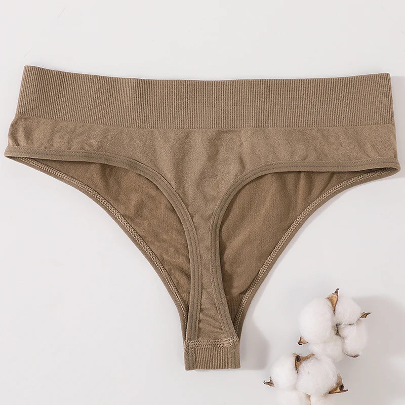 1PC/2PCS Women High Waist Panties Thongs High-Leg Cut Panty Ladies Daily & Fitness Underpant Seamless Underwear Panties M-XL