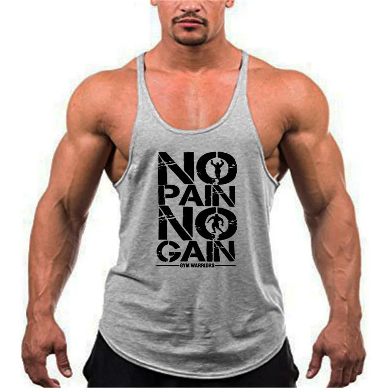 Bodybuilding Stringer Tank Top Men Cotton Gym Clothing Mens Fitness Racer Vest Summer Sleeveless Sportswear Workout Tanktop