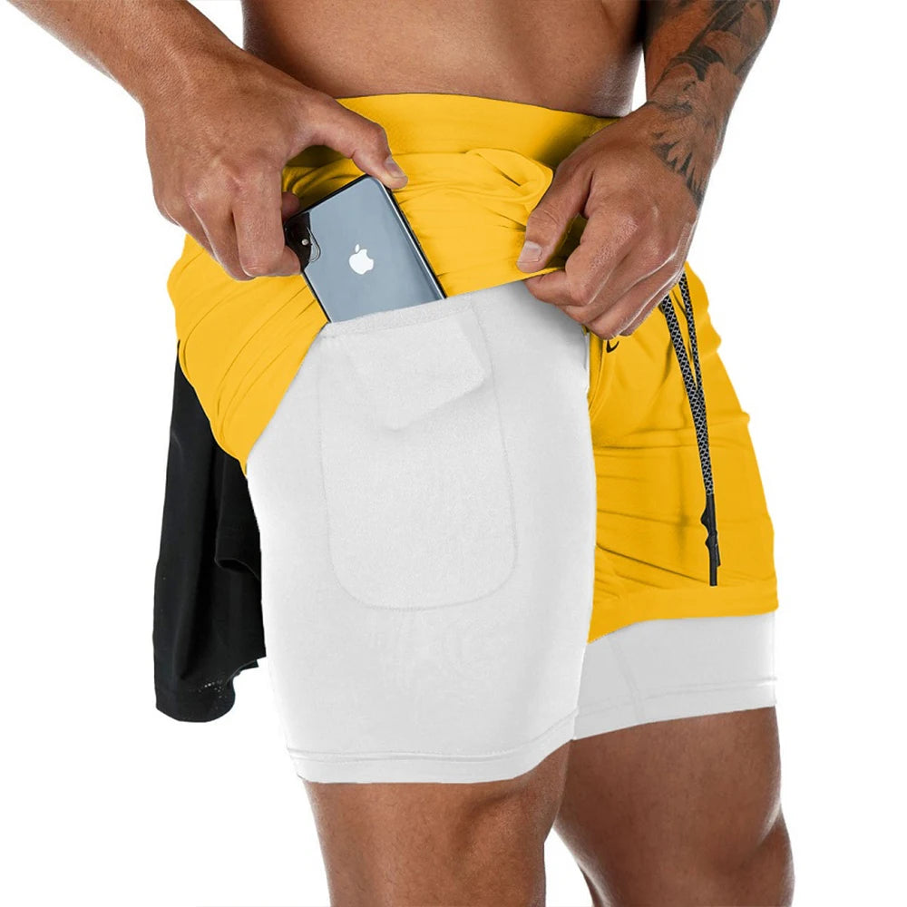 2026 Summer Running Shorts Men 2 in 1 Sports Jogging Fitness Shorts Training Quick Dry Mens Gym Men Shorts Sport gym Short Pants