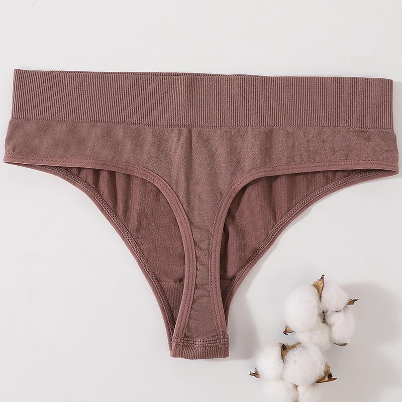 1PC/2PCS Women High Waist Panties Thongs High-Leg Cut Panty Ladies Daily & Fitness Underpant Seamless Underwear Panties M-XL