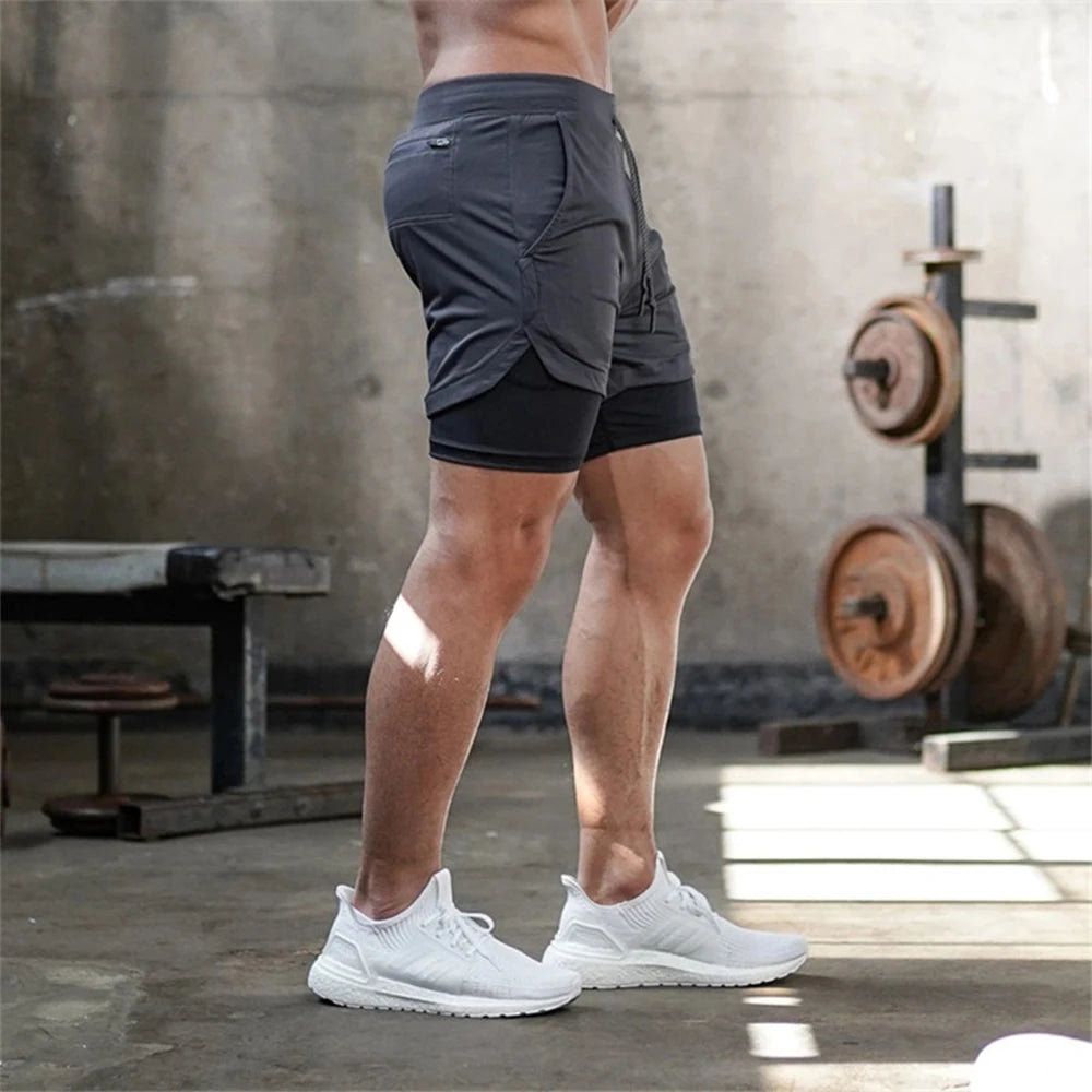 2026 Summer Running Shorts Men 2 in 1 Sports Jogging Fitness Shorts Training Quick Dry Mens Gym Men Shorts Sport gym Short Pants