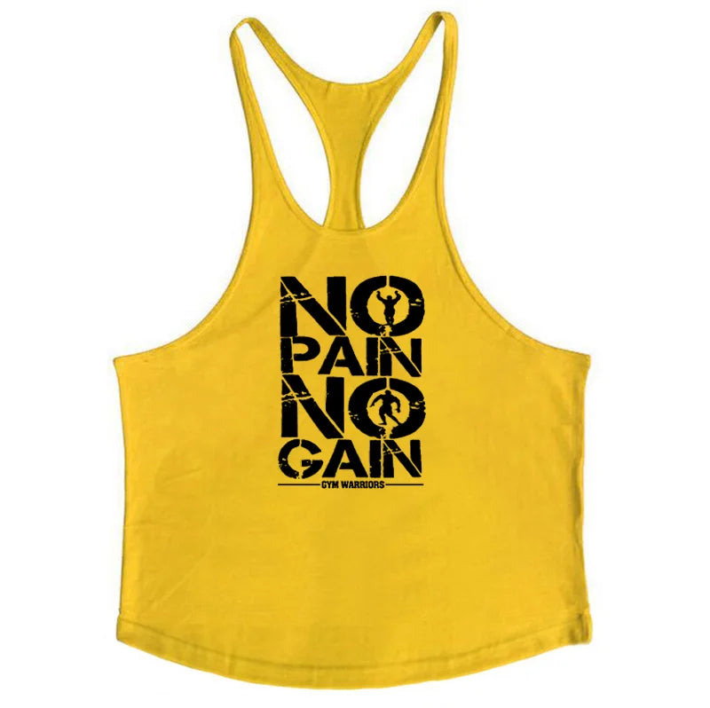 Bodybuilding Stringer Tank Tops Men Anime funny summer Tops No Pain No Gain vest Fitness clothing Cotton gym singlets