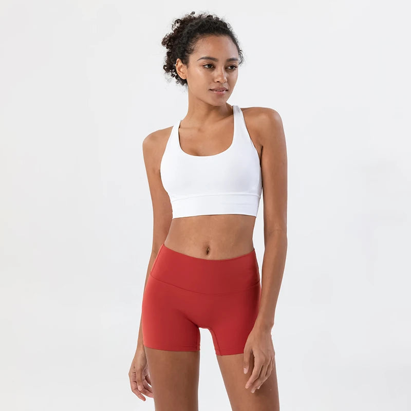 SOISOU Gym Womens Clothing Shorts Sets Yoga Women's Tracksuit Sexy Bra High Waist Short Sportwear Elastic Set Woman 2 Pieces - ATFH