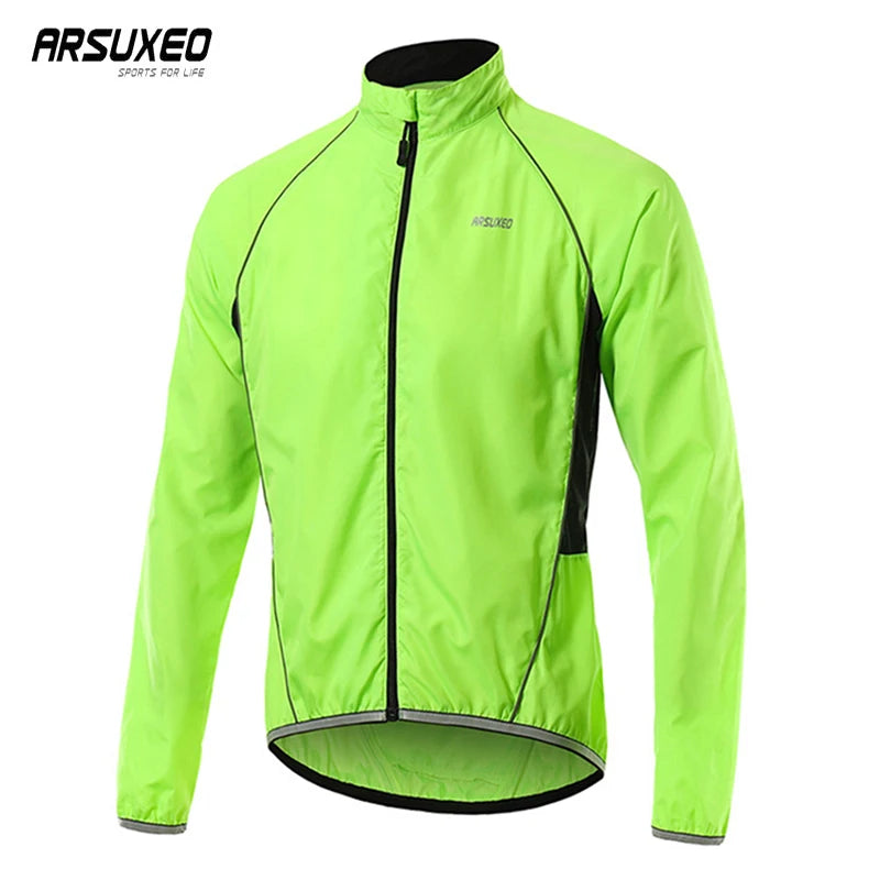 ARSUXEO Men's Outdoor Cycling Jacket Sports Waterproof Quick Dry Windbreaker Running Sun Protection Bicycle Skin Clothing