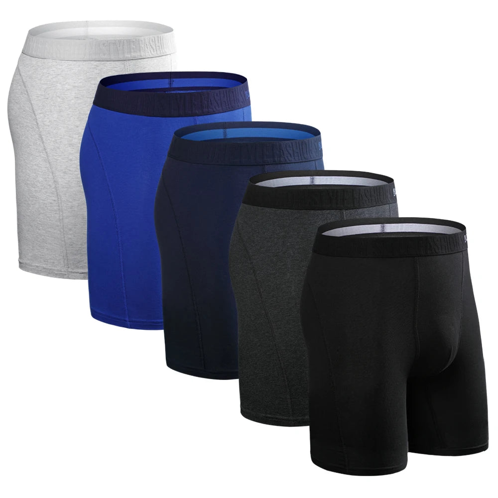 5Pcs Set Long Boxer Men Underwear Shorts Camouflage Print Men's Panties BONITOS Mens Underpants Fly Front Opening Boxer Briefs