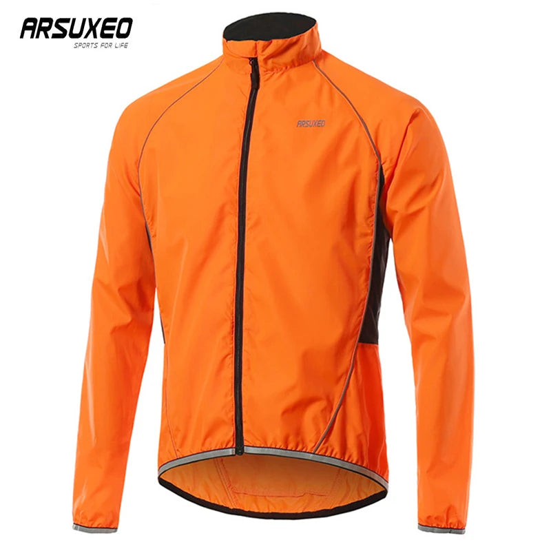 ARSUXEO Men's Outdoor Cycling Jacket Sports Waterproof Quick Dry Windbreaker Running Sun Protection Bicycle Skin Clothing