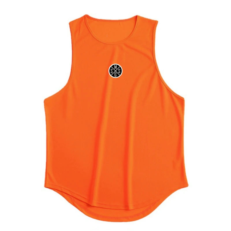 Bodybuilding Vest Men Sports Tank Top Men Gym Clothing Fitness Workout Sleeveless Shirt Mesh O Neck Running Stringer Singlets
