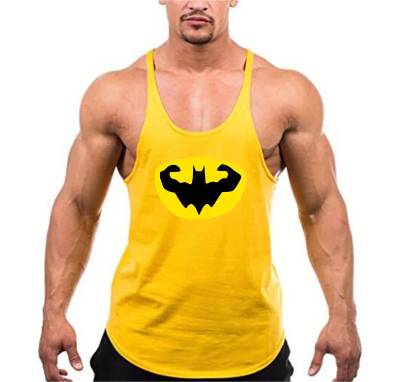 Gym Brand Mens Back Tank Top Vest Muscle Singlets Fitness Workout Sports Shirt Fashion Sleeveless Stringer Clothing Bodybuilding