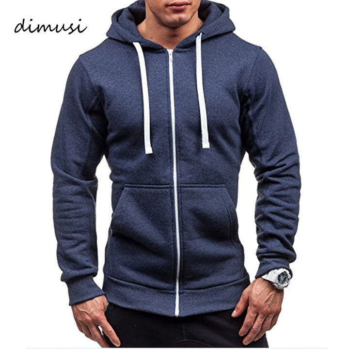 DIMUSI Mens Hoodies Fashion Mens Solid Color Sweatshirt Slim Jackets Mens Hoodie Hip Hop Hoodies Sportswear Tracksuit Clothing - ATFH
