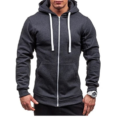 DIMUSI Mens Hoodies Fashion Mens Solid Color Sweatshirt Slim Jackets Mens Hoodie Hip Hop Hoodies Sportswear Tracksuit Clothing - ATFH