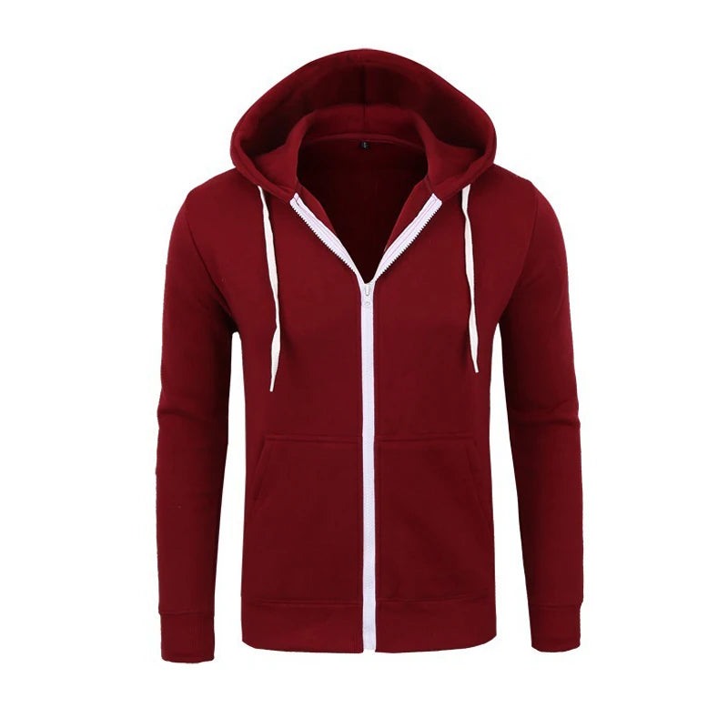 DIMUSI Mens Hoodies Fashion Mens Solid Color Sweatshirt Slim Jackets Mens Hoodie Hip Hop Hoodies Sportswear Tracksuit Clothing - ATFH