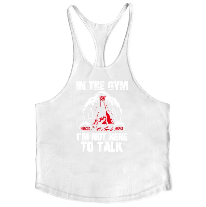 Bodybuilding Stringer Tank Tops Men Anime funny summer Tops No Pain No Gain vest Fitness clothing Cotton gym singlets