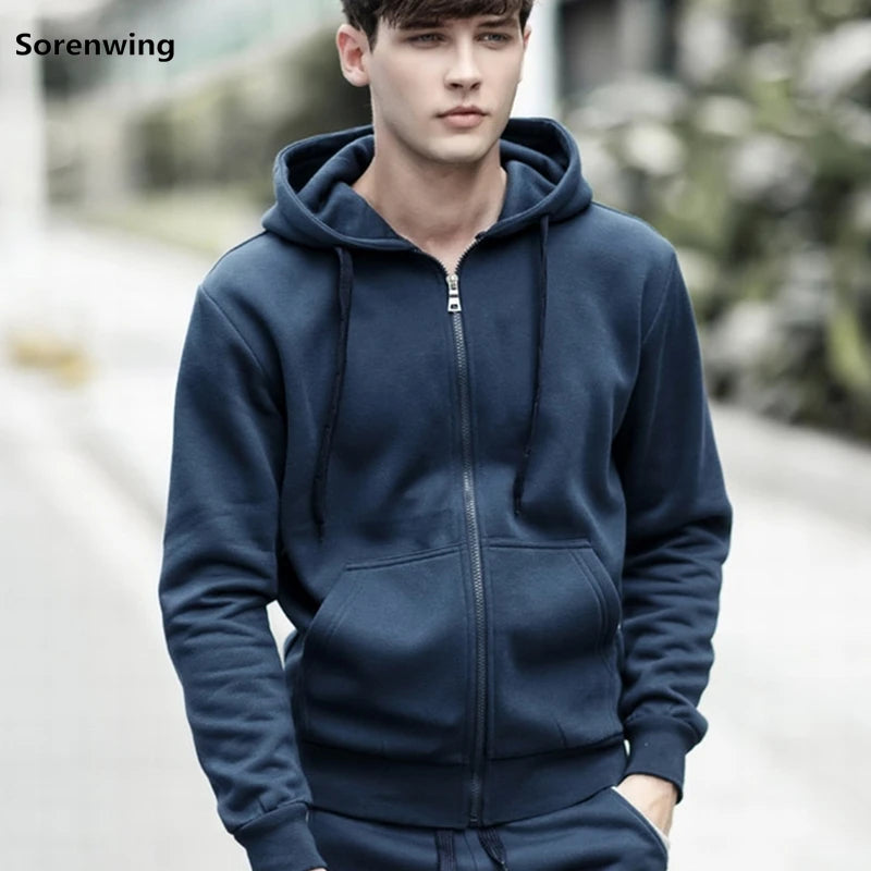 Brand Men's hoodie with hood sweatshirts Jackets Men Fleece Streetwear Warm Tracksuit Men hoody Coats Velvet Sweatshirt Mens - ATFH