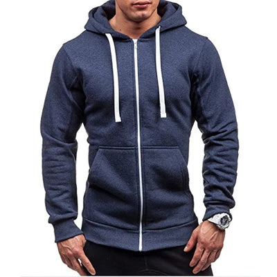 DIMUSI Mens Hoodies Fashion Mens Solid Color Sweatshirt Slim Jackets Mens Hoodie Hip Hop Hoodies Sportswear Tracksuit Clothing - ATFH