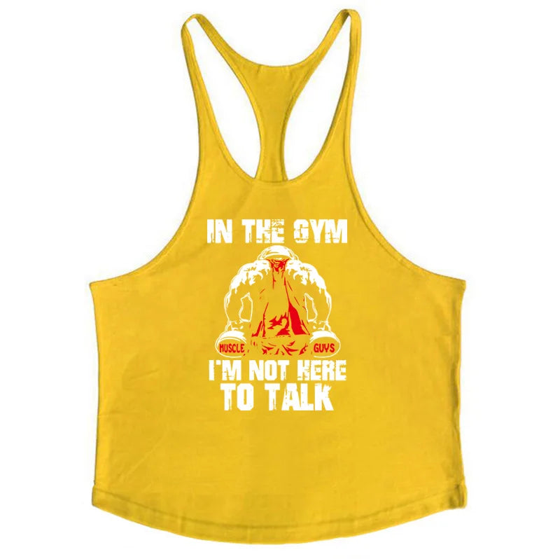Bodybuilding Stringer Tank Tops Men Anime funny summer Tops No Pain No Gain vest Fitness clothing Cotton gym singlets