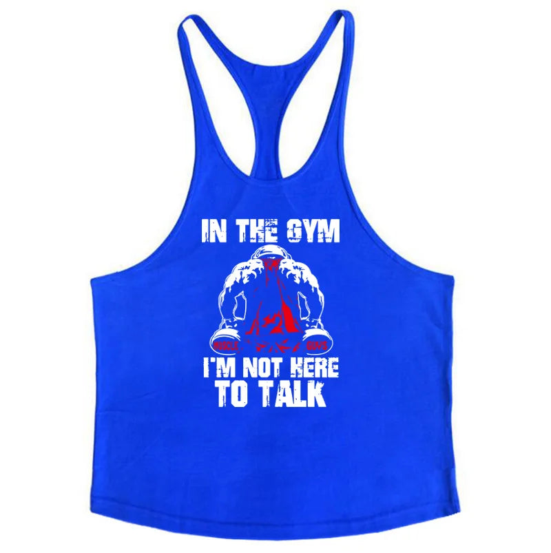 Bodybuilding Stringer Tank Tops Men Anime funny summer Tops No Pain No Gain vest Fitness clothing Cotton gym singlets