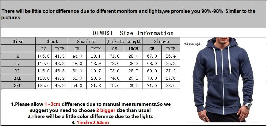 DIMUSI Mens Hoodies Fashion Mens Solid Color Sweatshirt Slim Jackets Mens Hoodie Hip Hop Hoodies Sportswear Tracksuit Clothing - ATFH