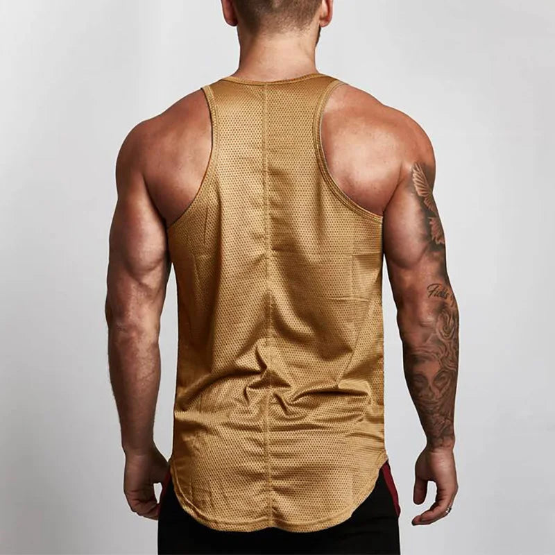 New Brand Clothing Summer Singlets Mens Tank Tops Shirt,Bodybuilding Equipment Fitness Men's Mesh Stringer Tanktop Vest