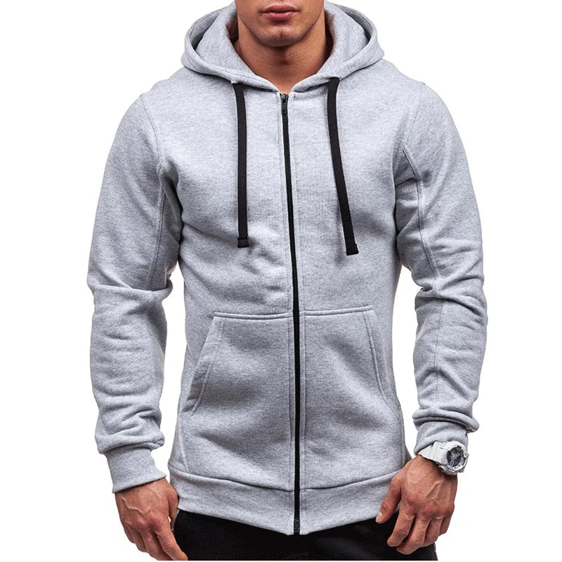 DIMUSI Mens Hoodies Fashion Mens Solid Color Sweatshirt Slim Jackets Mens Hoodie Hip Hop Hoodies Sportswear Tracksuit Clothing - ATFH