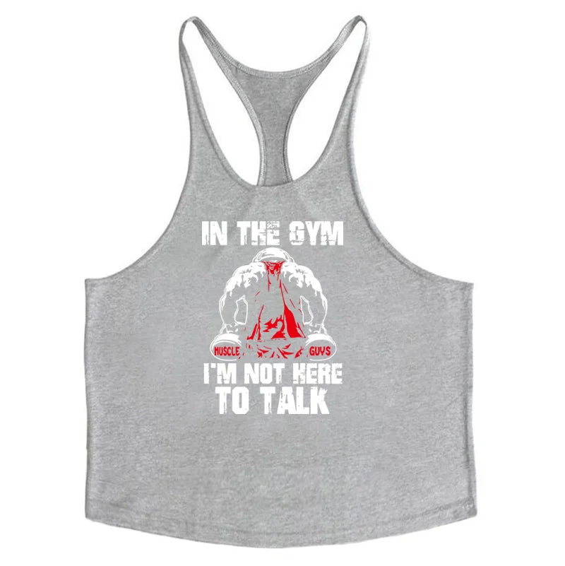 Bodybuilding Stringer Tank Tops Men Anime funny summer Tops No Pain No Gain vest Fitness clothing Cotton gym singlets
