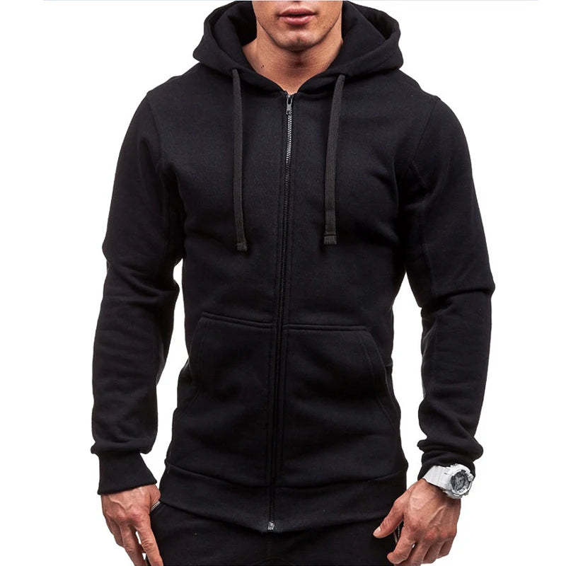 DIMUSI Mens Hoodies Fashion Mens Solid Color Sweatshirt Slim Jackets Mens Hoodie Hip Hop Hoodies Sportswear Tracksuit Clothing - ATFH