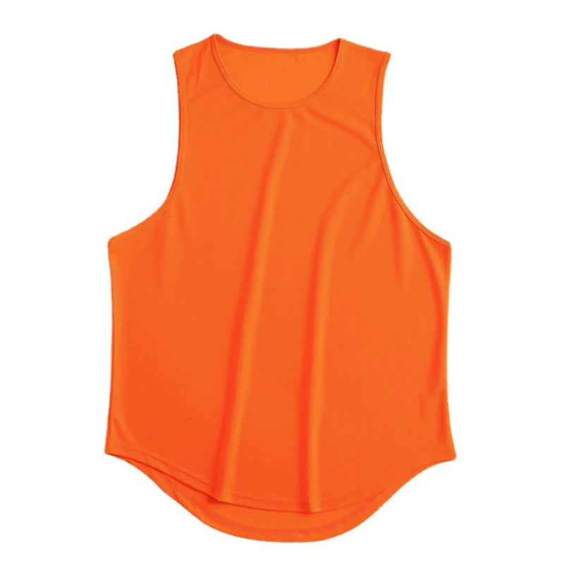 Plain Gym Clothing Mens Bodybuilding Stringer Tank Top Mesh Sleeveless Vest Sweatshirt Fitness Workout Sportswear Tanktop Male
