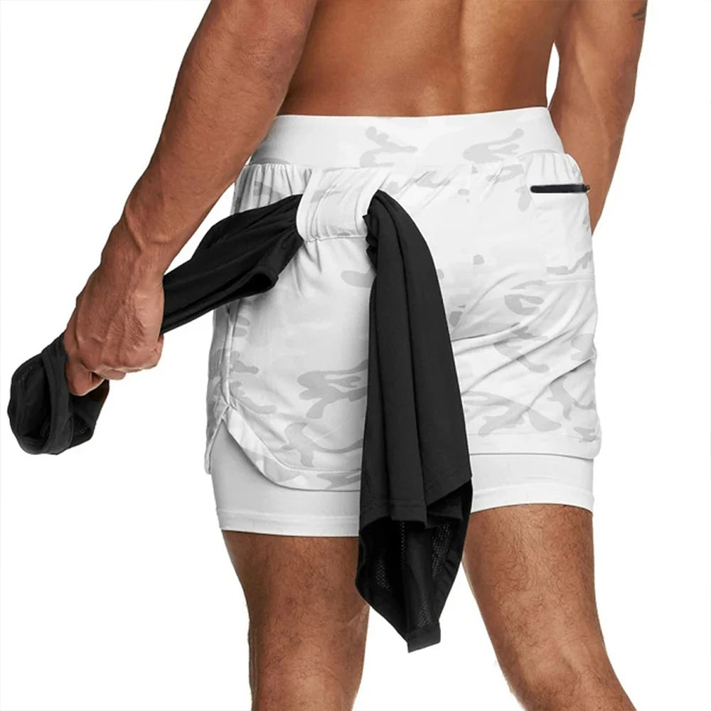 2026 Summer Running Shorts Men 2 in 1 Sports Jogging Fitness Shorts Training Quick Dry Mens Gym Men Shorts Sport gym Short Pants