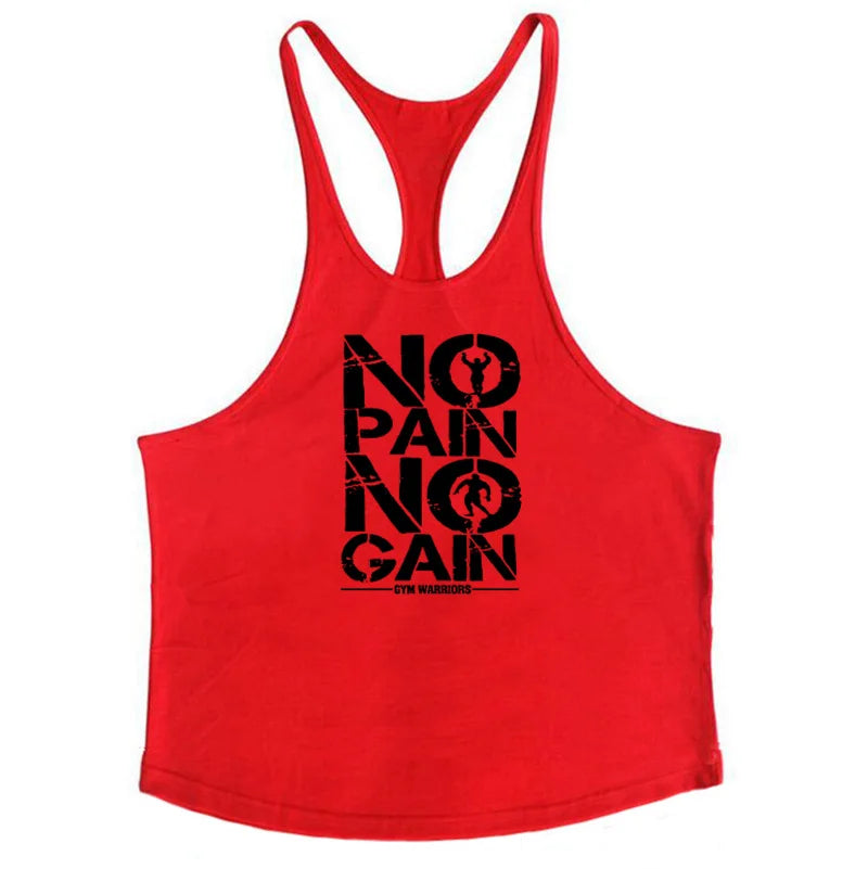 Bodybuilding Stringer Tank Tops Men Anime funny summer Tops No Pain No Gain vest Fitness clothing Cotton gym singlets