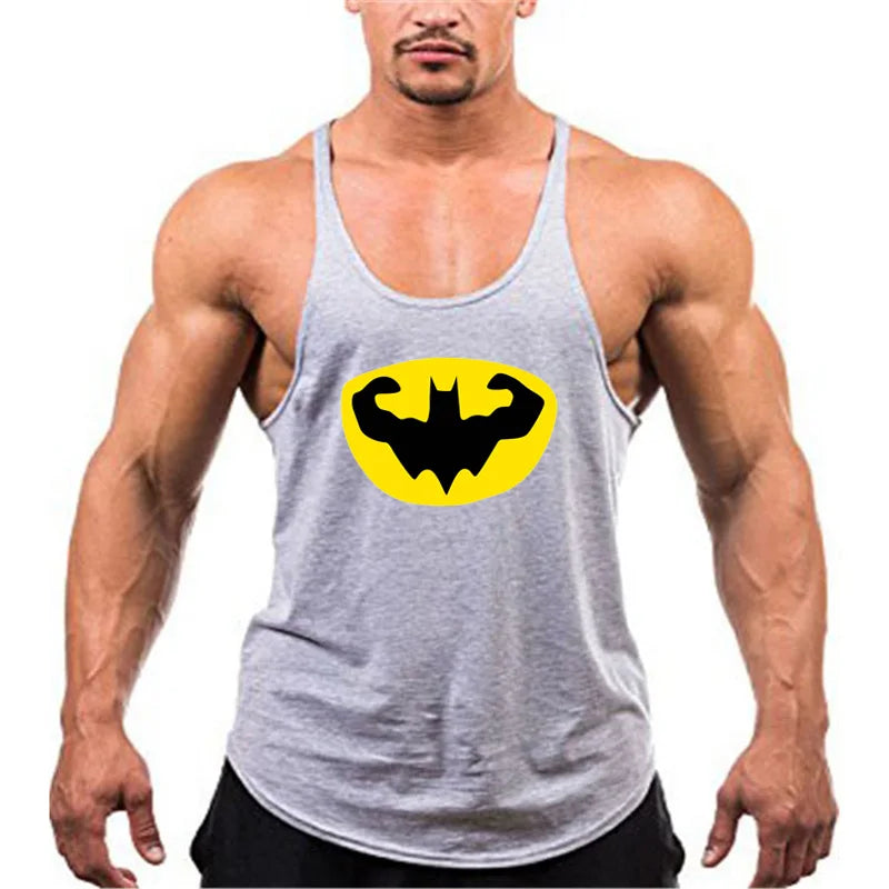 Gym Brand Mens Back Tank Top Vest Muscle Singlets Fitness Workout Sports Shirt Fashion Sleeveless Stringer Clothing Bodybuilding