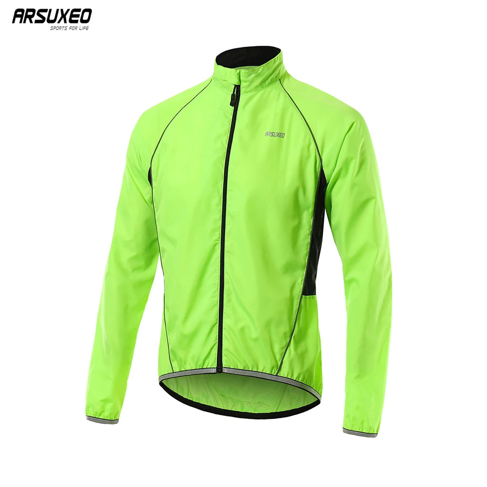 ARSUXEO Men's Cycling Windbreaker Wind Jacket Windproof Waterproof Mountain Bike MTB Clothing Reflective Bicycle Wind Coat 013