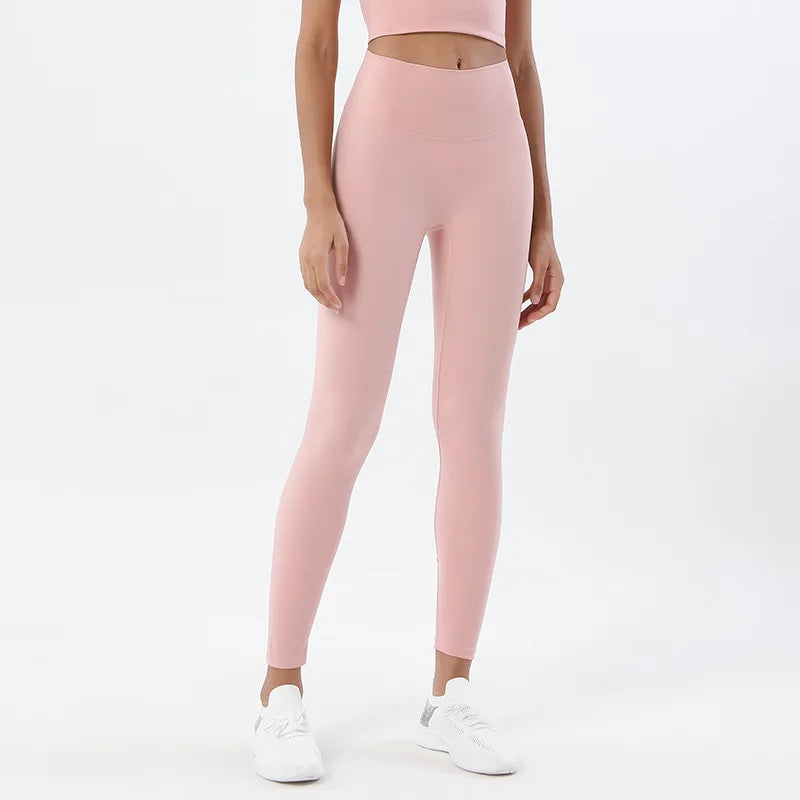 SOISOU Nylon Leggings Women Yoga Pants Tight High Waist Hidden Pocket Sports Fitness Women's Pants Gym Clothing 37 Colors - ATFH