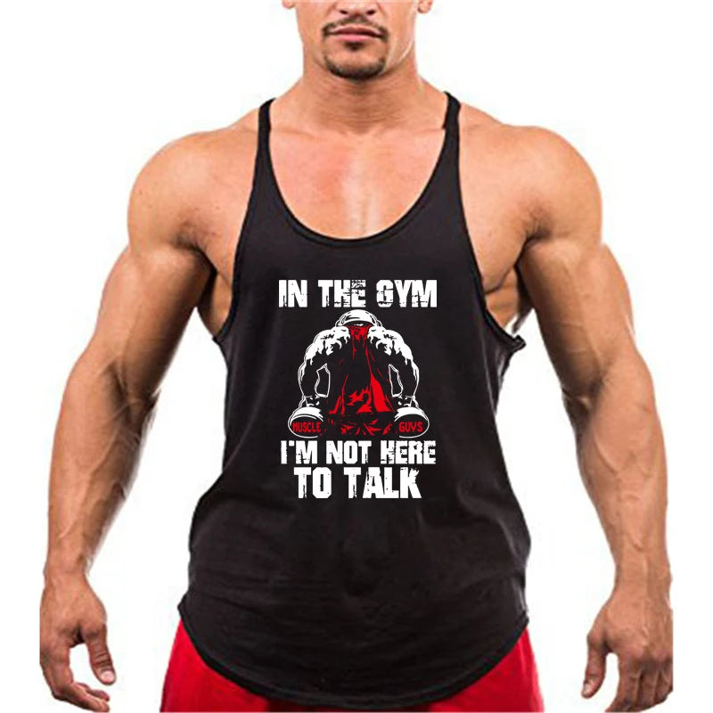 Bodybuilding Stringer Tank Tops Men Anime funny summer Tops No Pain No Gain vest Fitness clothing Cotton gym singlets