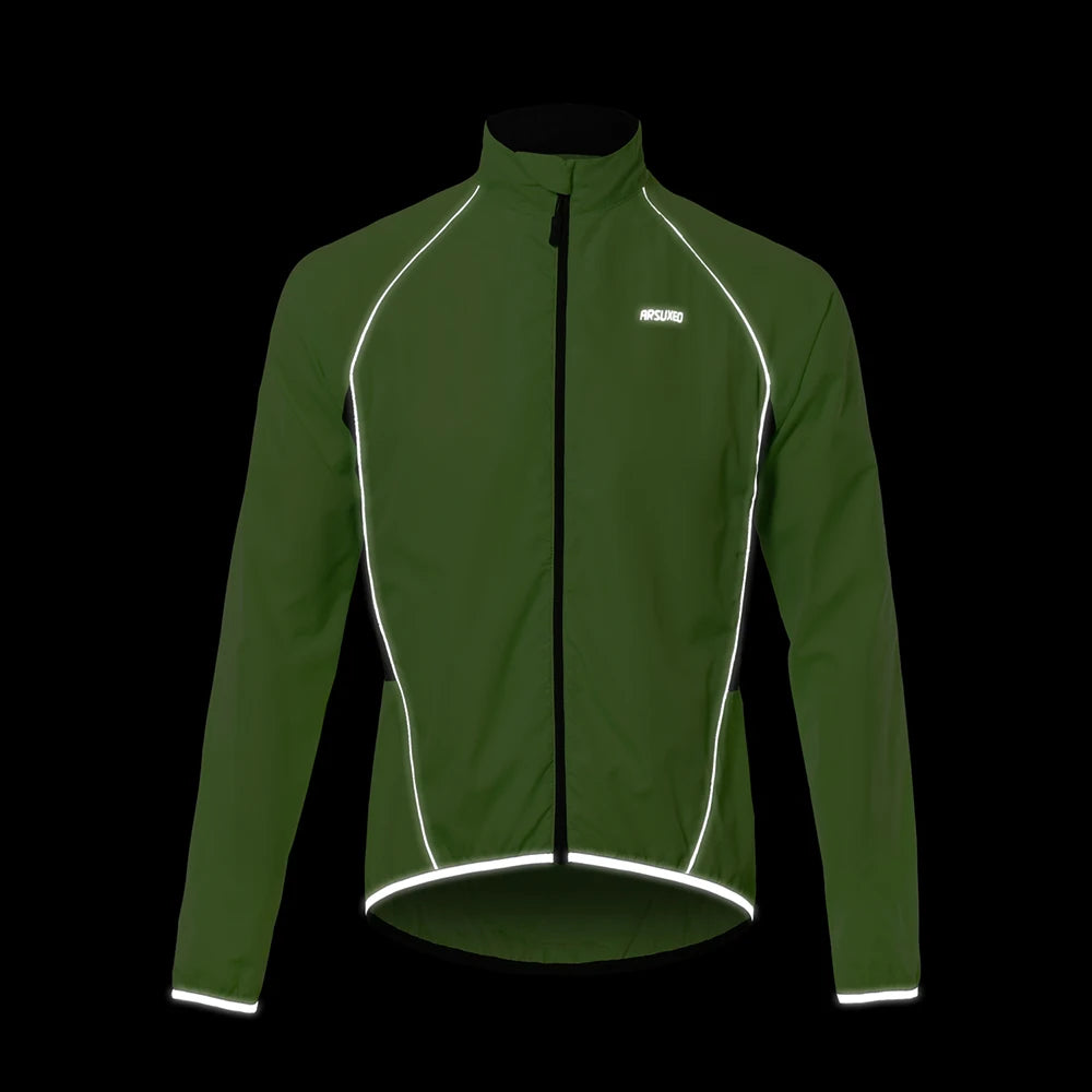 ARSUXEO Men's Cycling Windbreaker Wind Jacket Windproof Waterproof Mountain Bike MTB Clothing Reflective Bicycle Wind Coat 013