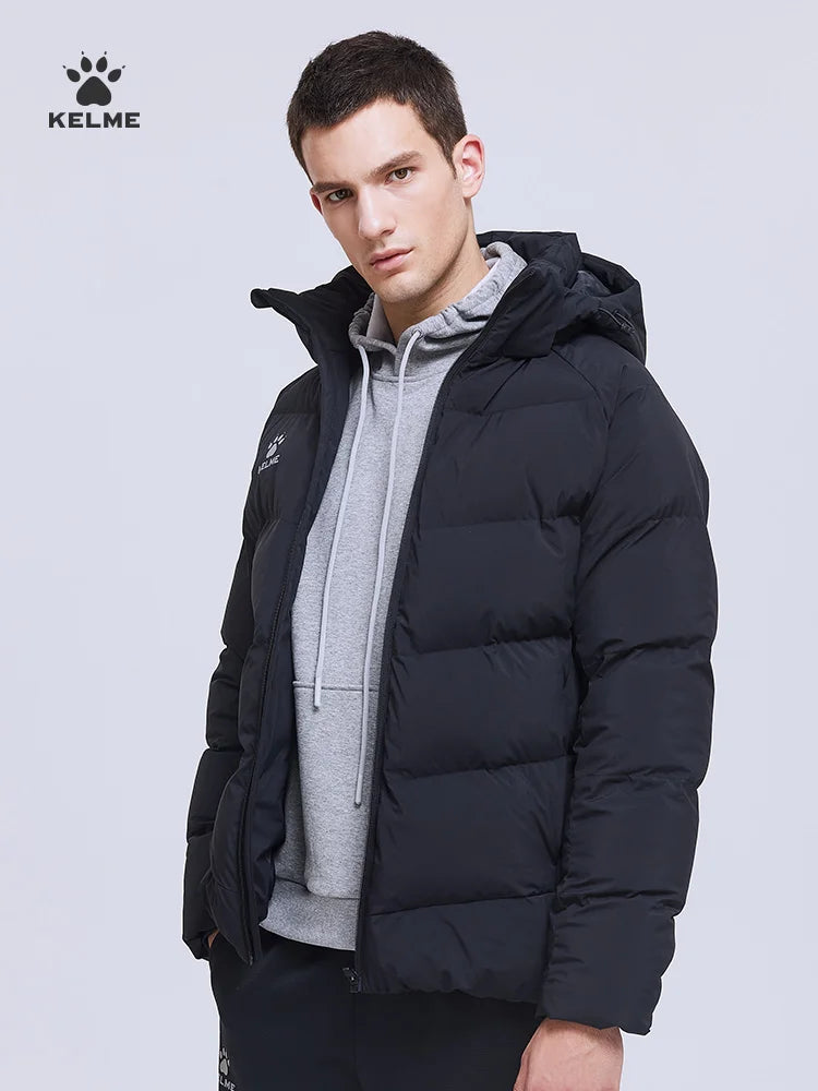 KELME Sports Cotton Mid-Length Men's  Winter Training  Jacket Thick Warm Football Padding Coat 8161MF1001