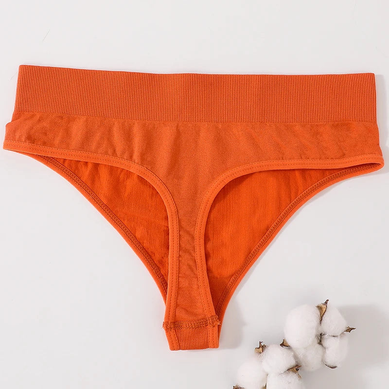 1PC/2PCS Women High Waist Panties Thongs High-Leg Cut Panty Ladies Daily & Fitness Underpant Seamless Underwear Panties M-XL