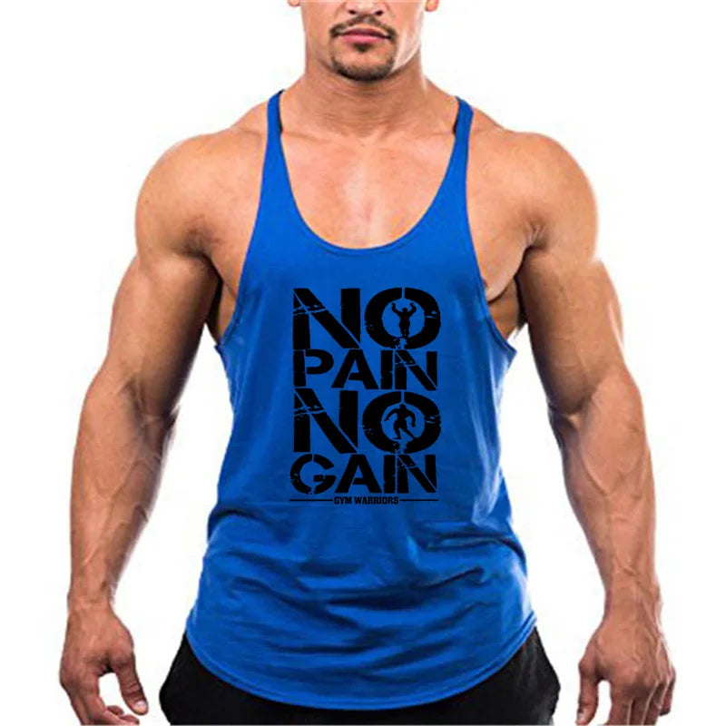 Bodybuilding Stringer Tank Top Men Cotton Gym Clothing Mens Fitness Racer Vest Summer Sleeveless Sportswear Workout Tanktop