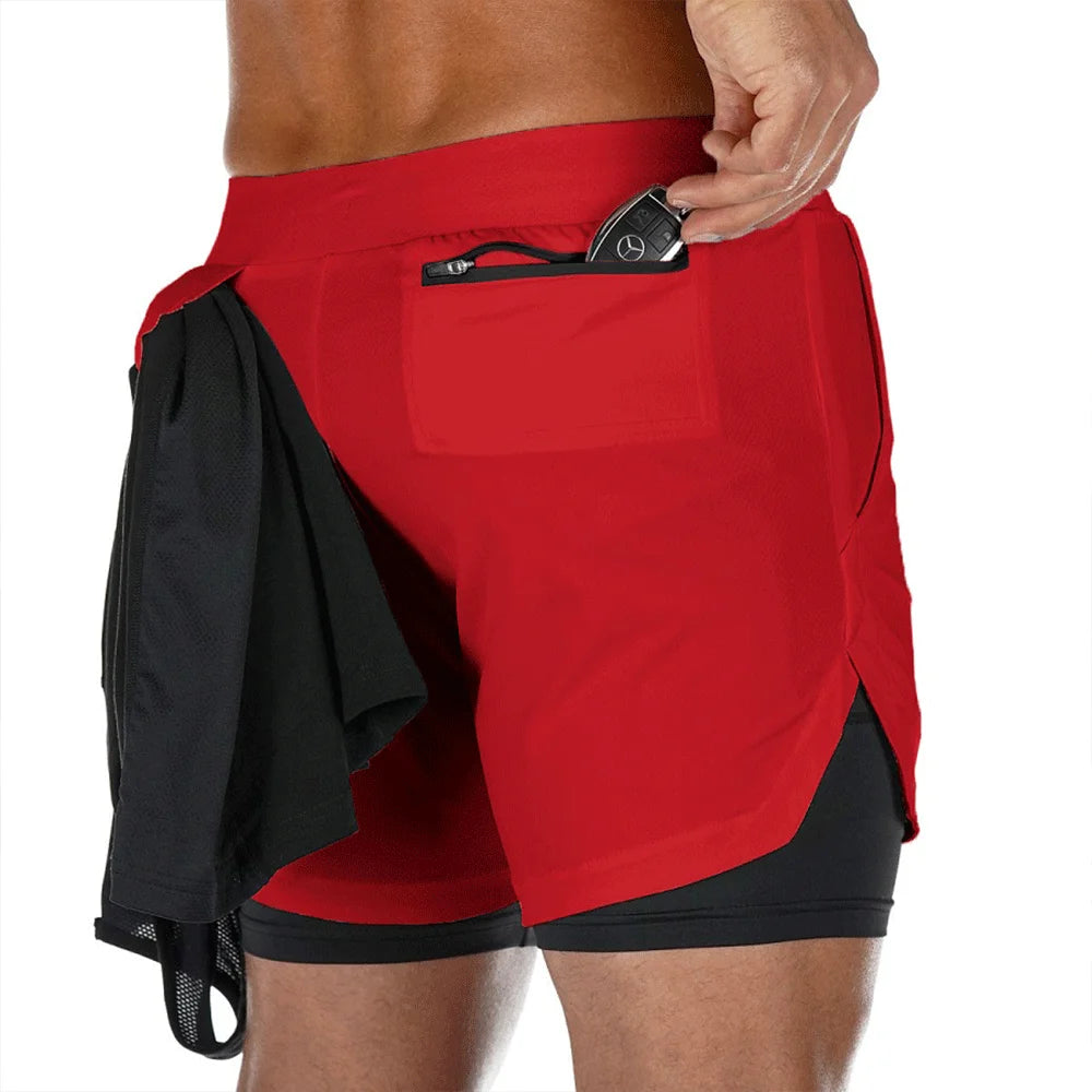 2026 Summer Running Shorts Men 2 in 1 Sports Jogging Fitness Shorts Training Quick Dry Mens Gym Men Shorts Sport gym Short Pants