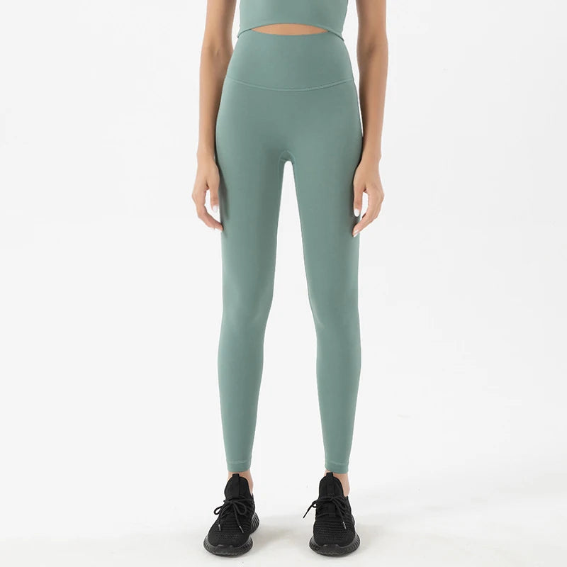 SOISOU Nylon Leggings Women Yoga Pants Tight High Waist Hidden Pocket Sports Fitness Women's Pants Gym Clothing 37 Colors - ATFH