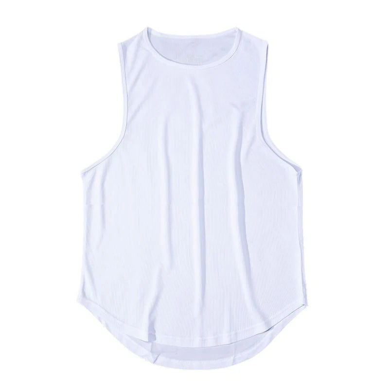Plain Gym Clothing Mens Bodybuilding Stringer Tank Top Mesh Sleeveless Vest Sweatshirt Fitness Workout Sportswear Tanktop Male