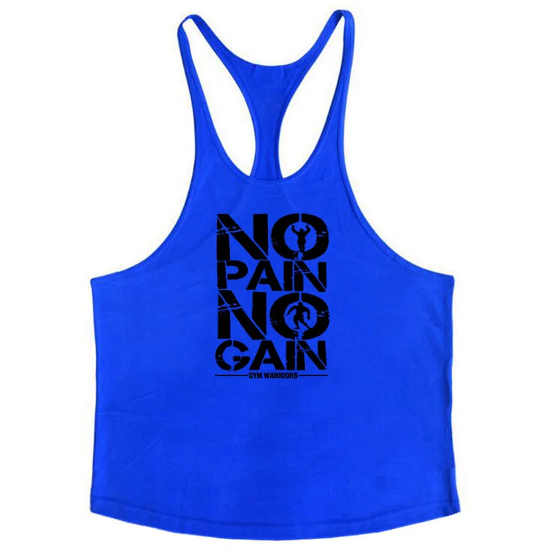 Bodybuilding Stringer Tank Tops Men Anime funny summer Tops No Pain No Gain vest Fitness clothing Cotton gym singlets